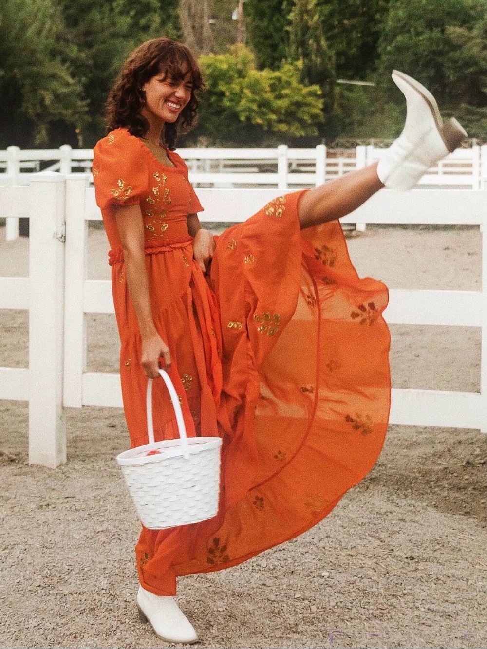 Ivy City Co Folklore Maxi Dress NWT Orange Gold Embroidery Size 4 Sold Out - Picture 2 of 8